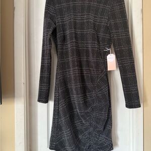 Black Checkered Long Sleeve Dress